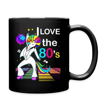80er Jahre Disco Einhorn Humor Tanzfläche - Tasse einfarbig - Schwarz - Rechts