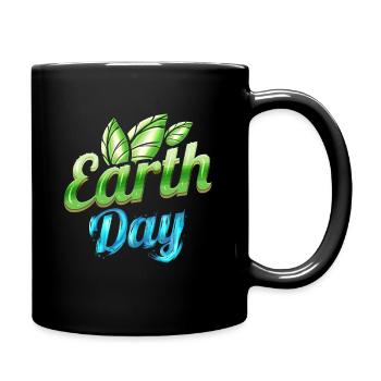 Logo vert et bleu avec feuilles vertes pour la terre - Mug uni - noir - Droite