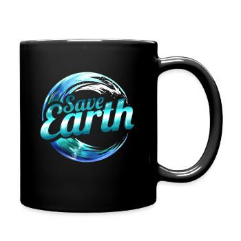 Logo Save Earth With Ocean Wave For Earth Day - Tasse einfarbig - Schwarz - Rechts