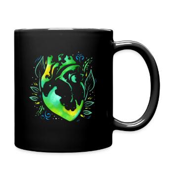 Cœur biologique vert avec feuilles dans le style asiatique - Mug uni - noir - Droite