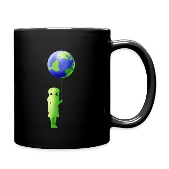 Green Girl Silhouette With Earth Ballon For Earth - Full Colour Mug - black - Right