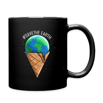 Cornet de crème glacée avec boule de crème glacée fondante pour - Mug uni - noir - Droite
