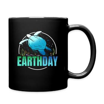 Logo Tortue de mer nageant dans l’océan pour la Terre - Mug uni - noir - Droite