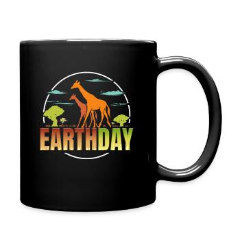 Logo Africa Giraffes In Savannah For Earth Day - Tasse einfarbig - Schwarz - Rechts