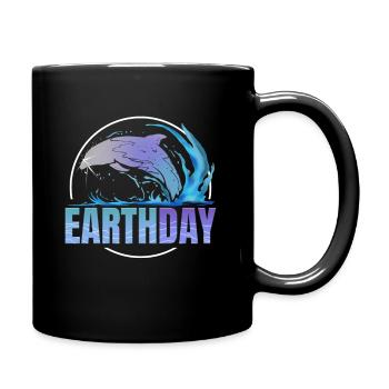 Logo Jumping Dolphin In The Waves For Earth Day - Full Colour Mug - black - Right