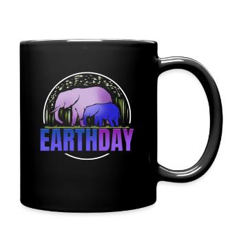 Logo Purple African Elephant Animals For Earth Day - Full Colour Mug - black - Right