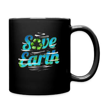 Save Earth With Recycle Logo And Clouds For Earth - Full Colour Mug - black - Right