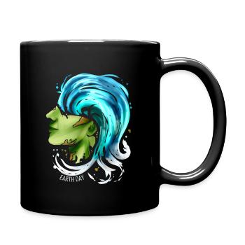 Visage de terre avec cheveux de vague de l’océan pour le Jour de la Terre - Mug uni - noir - Droite