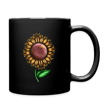 Sunflower With Earth In The Middle For Earth Day - Tasse einfarbig - Schwarz - Rechts