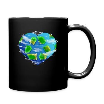 Cœur de terre avec nuages et logo de recyclage pour - Mug uni - noir - Droite