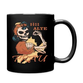 Böse Alte Frau - Tasse einfarbig - Schwarz - Rechts