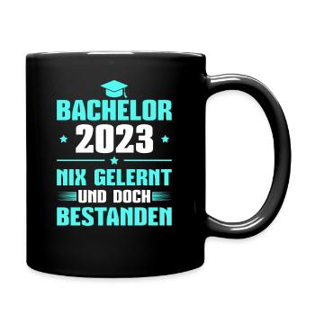 Bachelor 2023 Bestandene Bachelorprüfung Geschenk - Tasse einfarbig - Schwarz - Rechts