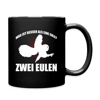 Was ist besser als eine Eule? Zwei Eulen - Tasse einfarbig - Schwarz - Rechts
