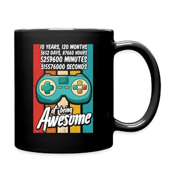 10 Years Of Being Awesome - Amazing 10th Birthday - Full Colour Mug - black - Right