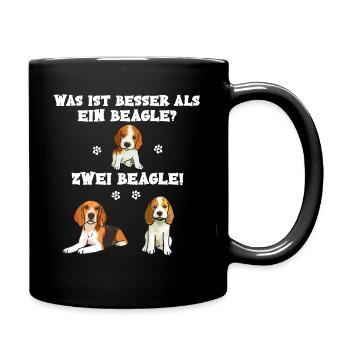 Was ist besser als ein Beagle? Zwei Beagle! - Tasse einfarbig - Schwarz - Rechts