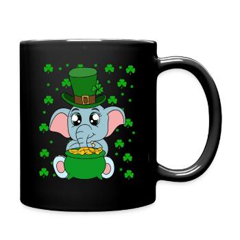 Mignons trèfles d’éléphants Fête de la Saint-Patrick - Mug uni - noir - Droite