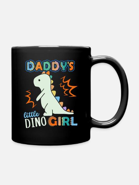 Dinosaurier Daddy's Little Dino-Girl, Spruch - Tasse einfarbig - Schwarz