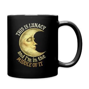 Crescent, Moon Full Moon, Lunacy Saying - Full Colour Mug - black - Right