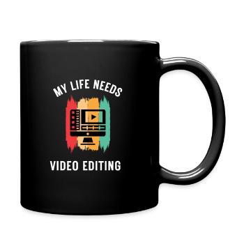 Geschenk für Cutter und Videobearbeitung - Tasse einfarbig - Schwarz - Rechts