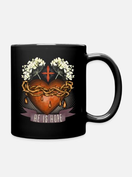 Jésus-Christ, Sacré-Cœur, Couronne d’épines, Proverbe - Mug uni - noir