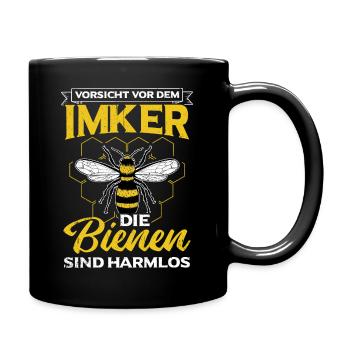 Vorsicht Vor Dem Imker Die Bienen Sind Harmlos Hon - Tasse einfarbig - Schwarz - Rechts