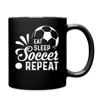 Essen Schlaf Fußball wiederholen - Tasse einfarbig - Schwarz - Rechts