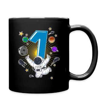 Astronaut 1 Jahr Weltraum Rakete 1. Geburtstag - Tasse einfarbig - Schwarz - Rechts