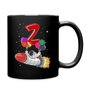 Astronaut 1 Jahr Alt Weltraum Rakete 2. Geburtstag - Tasse einfarbig - Schwarz - Rechts