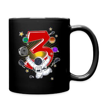 Astronaut 3 Years Space Rocket 3rd Birthday - Full Colour Mug - black - Right