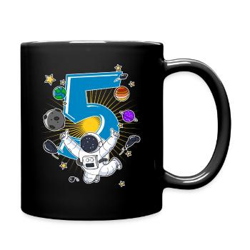 Astronaut 5 Jahre Weltraum Rakete 5. Geburtstag - Tasse einfarbig - Schwarz - Rechts