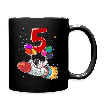 Astronaut 5 Years Space Rocket 5th Birthday - Full Colour Mug - black - Right