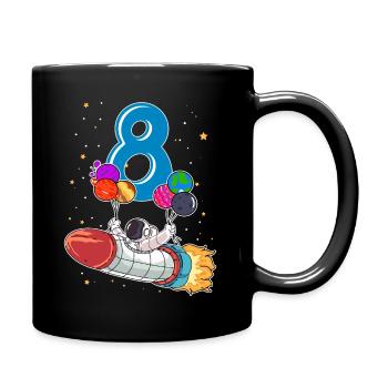 Astronaut 8 Jahre Weltraum Rakete 8. Geburtstag - Tasse einfarbig - Schwarz - Rechts