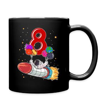Astronaut 8 Years Space Rocket 8th Birthday - Full Colour Mug - black - Right