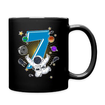 Astronaut 7 Jahre Weltraum Rakete 7. Geburtstag - Tasse einfarbig - Schwarz - Rechts
