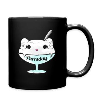 Yummy Cat Ice Cream On Purssday - Tasse einfarbig - Schwarz - Rechts