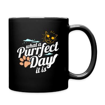 Sunny Cat And Cat Paw For Perfect Day On Purrsday - Full Colour Mug - black - Right