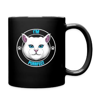 Logo White Cat Saying I'm Purrfect Perfect On - Tasse einfarbig - Schwarz - Rechts