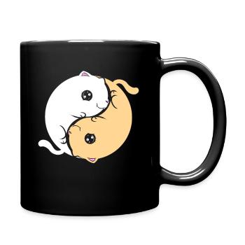 Yin And Yang Cats On Purrsday - Full Colour Mug - black - Right