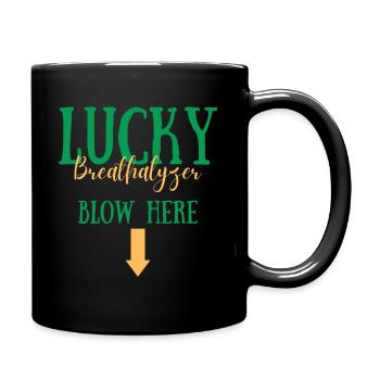 Lucky Breathalyzer Blow Here St Patricks Day Funny - Mug uni - noir - Droite
