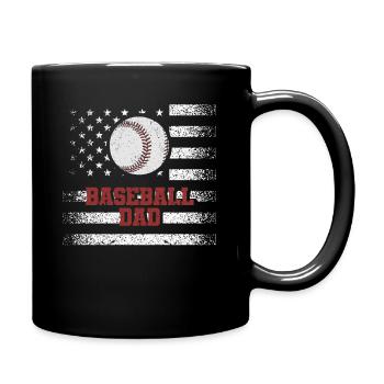 Baseball Dad USA American Flag Father's Day - Full Colour Mug - black - Right