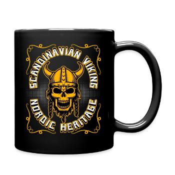 Wikinger-Krieger Skandinavien Wikinger-Totenkopf - Tasse einfarbig - Schwarz - Rechts