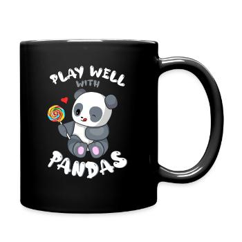Gut mit anderen spielen Panda Bär Zookeeper Tier - Tasse einfarbig - Schwarz - Rechts