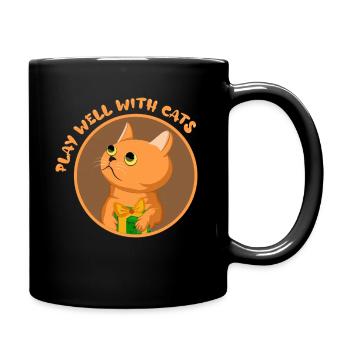 Play well with others cat cat whisperers - Full Colour Mug - black - Right