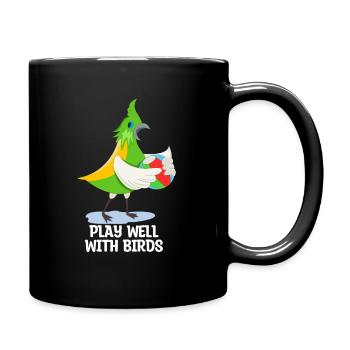Play well with others bird lovers Ornithologi - Full Colour Mug - black - Right