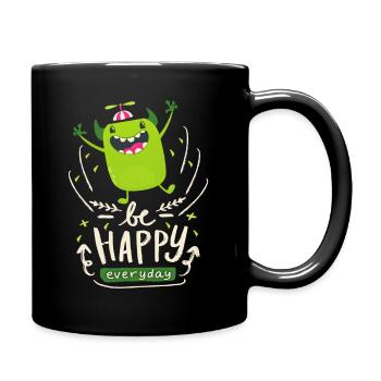 Funny-Monster Motivational Quote Be-Happy Quote - Full Colour Mug - black - Right