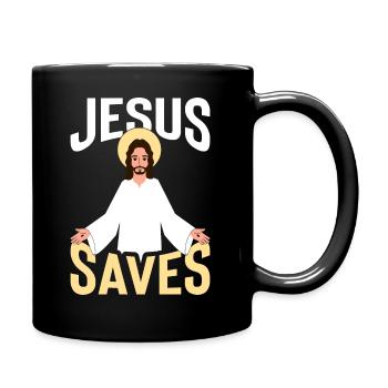 Jésus sauve avec un halo - Mug uni - noir - Droite
