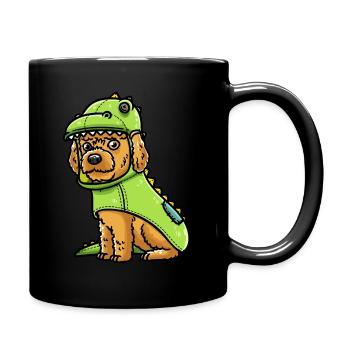 Chien Cockapoo en costume de dinosaure - Mug uni - noir - Droite