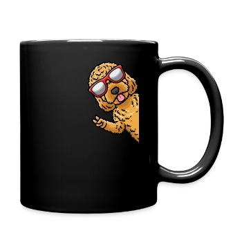 Chien cockapoo avec des lunettes de soleil de côté - Mug uni - noir - Droite
