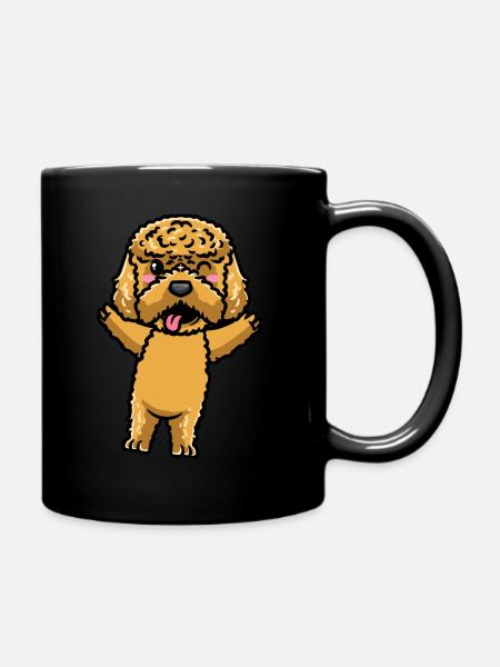Kawaii Cockapoo Hund Emoticon - Tasse einfarbig - Schwarz