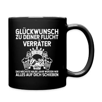 Congratulations on Your Escape – Gag Shirt - Full Colour Mug - black - Right